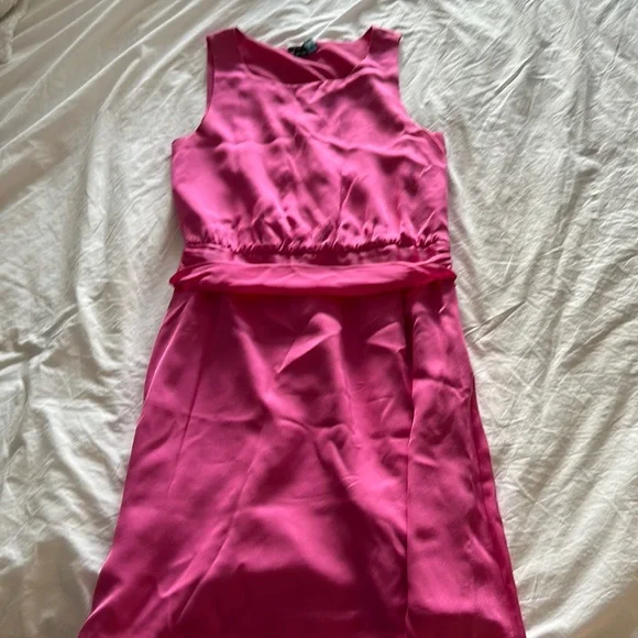 pink theory dress Theory Silk Crepe De Chine Shirt Dress In Bright Pink - 85% Off